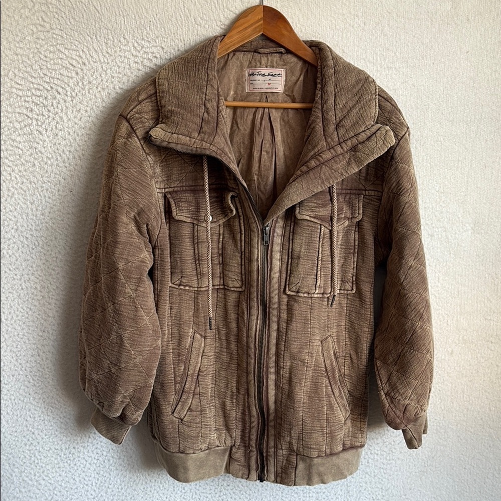 Free People Brown Quilted Jacket